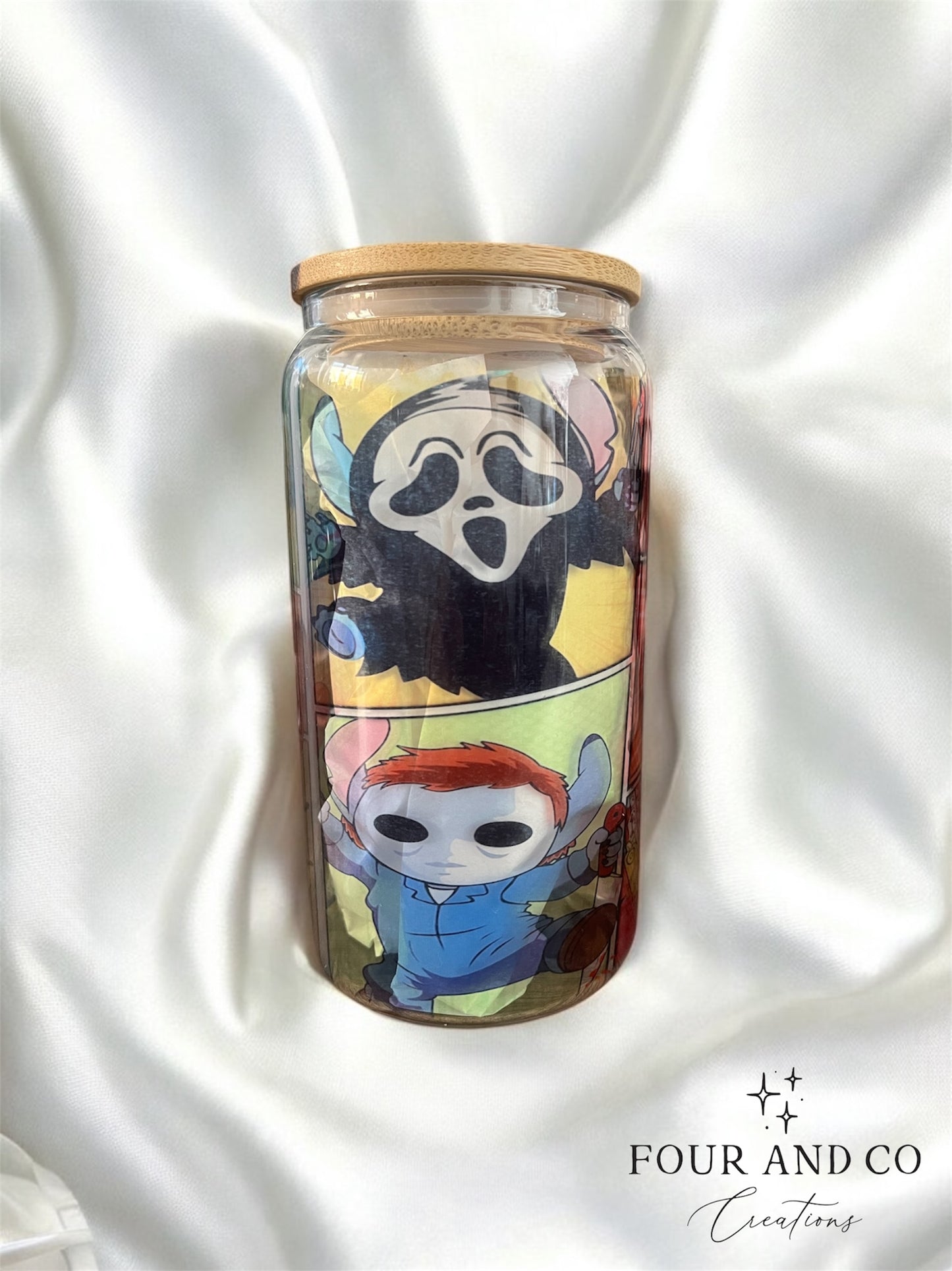Blue Alien Horror Glass Tumbler