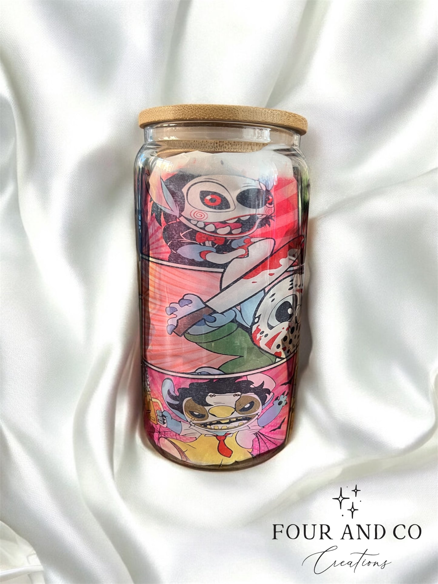 Blue Alien Horror Glass Tumbler