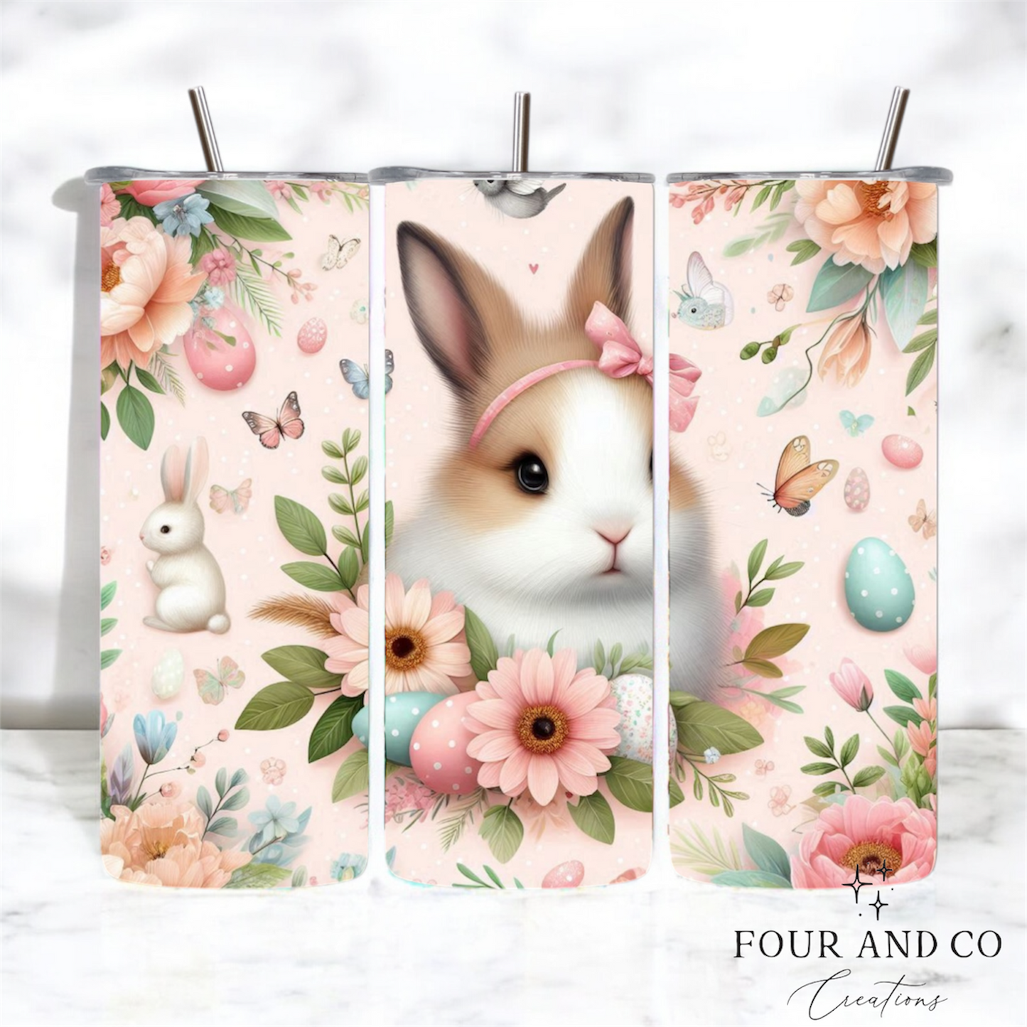 Floral Rabbit 20oz Tumbler
