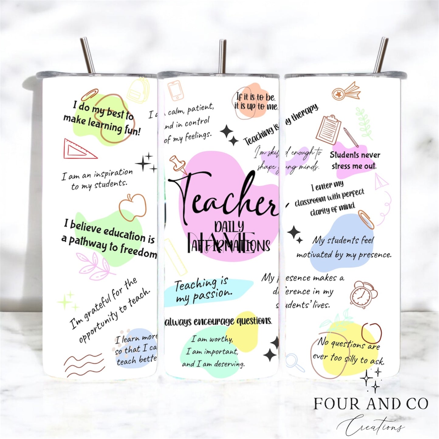 Teacher Daily Affirmations 20oz Tumbler
