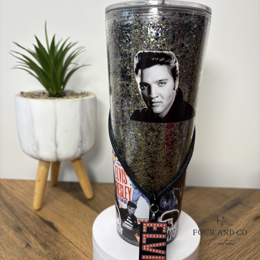 40oz Rock ‘n’ Roll Inspired Zipper Tumbler – Acrylic Cold Cup