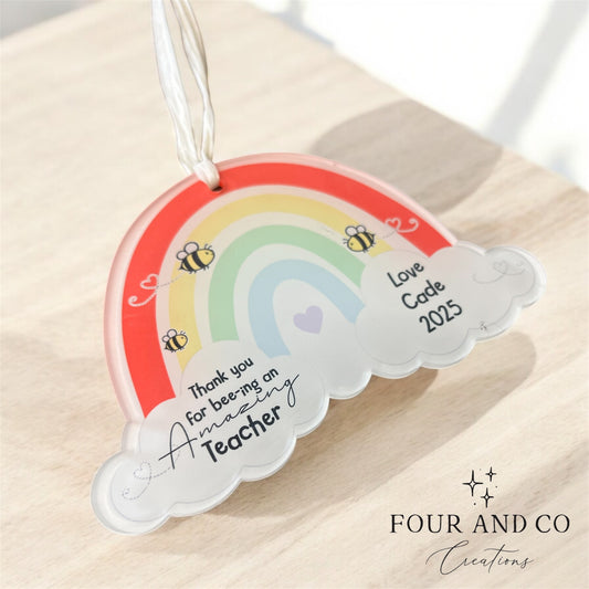 Personalised Bee-ing Amazing Teacher Hanging Rainbow